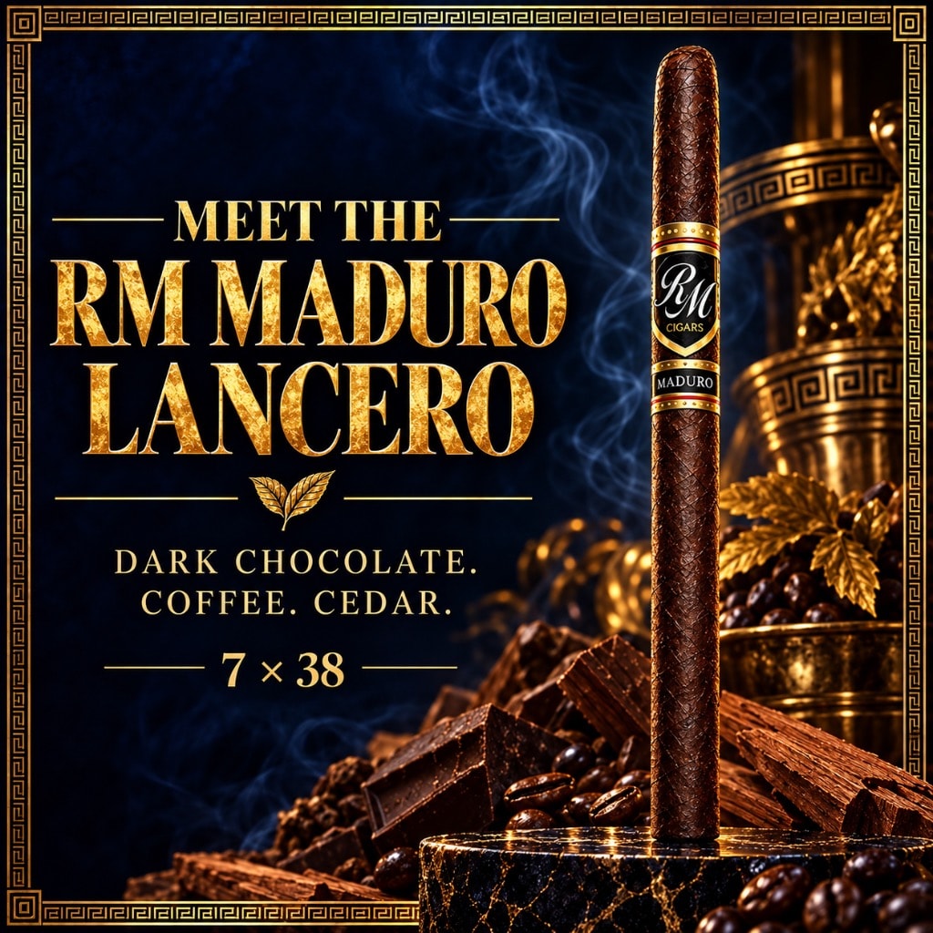 RM Maduro Lancero — Dark Chocolate. Coffee. Cedar. 7×38